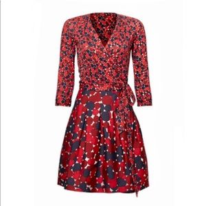 Dianne Von Furstenberg Red Jewel Mikado Wrap Dress